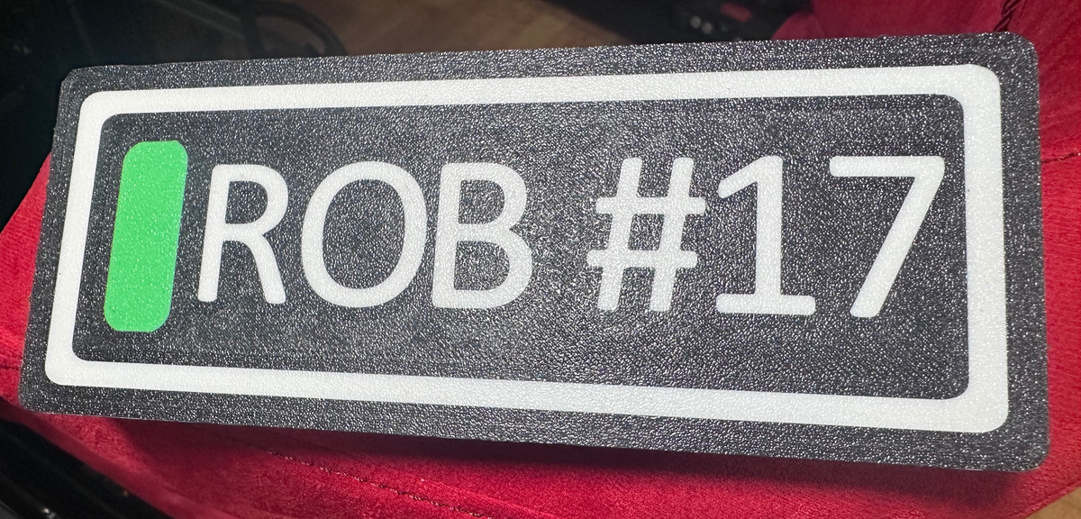 Custom Sim Rig Name Plate - Personalised with Your Name & Race Number